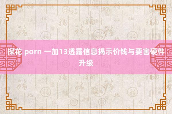 探花 porn 一加13透露信息揭示价钱与要害硬件升级