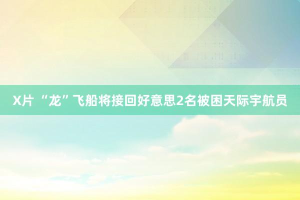 X片 “龙”飞船将接回好意思2名被困天际宇航员